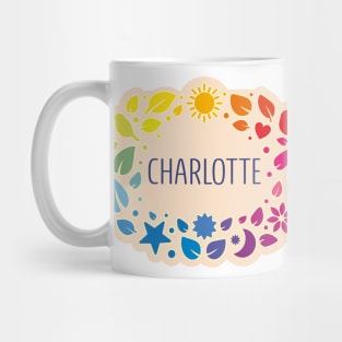 Charlotte name with colorful leaves Mug